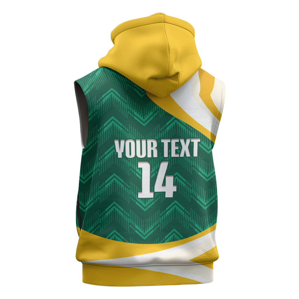 Australia 2026 Soccer Custom Sleeveless Hoodie Go Socceroos Kangaroo Mascot Green Sporty