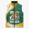 Australia 2026 Soccer Custom Sleeveless Puffer Jacket Go Socceroos Kangaroo Mascot Green Sporty