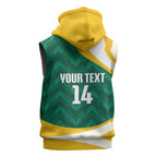 Australia 2026 Soccer Custom Sleeveless Zip Hoodie Go Socceroos Kangaroo Mascot Green Sporty