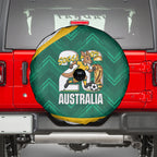 Australia 2026 Soccer Spare Tire Cover Go Socceroos Kangaroo Mascot Green Sporty