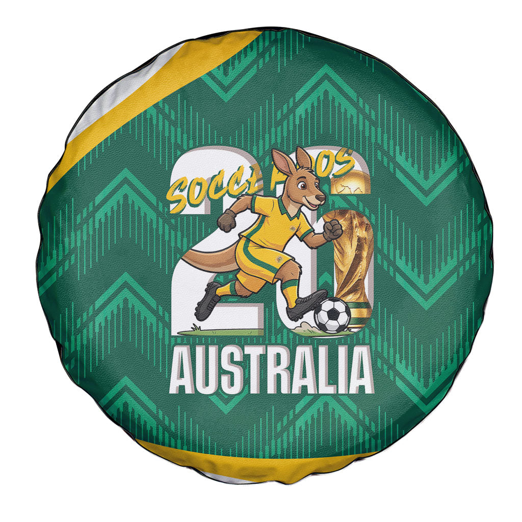 Australia 2026 Soccer Spare Tire Cover Go Socceroos Kangaroo Mascot Green Sporty