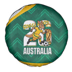 Australia 2026 Soccer Spare Tire Cover Go Socceroos Kangaroo Mascot Green Sporty