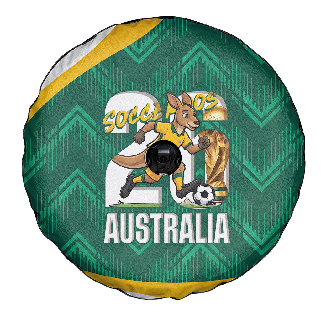 Australia 2026 Soccer Spare Tire Cover Go Socceroos Kangaroo Mascot Green Sporty