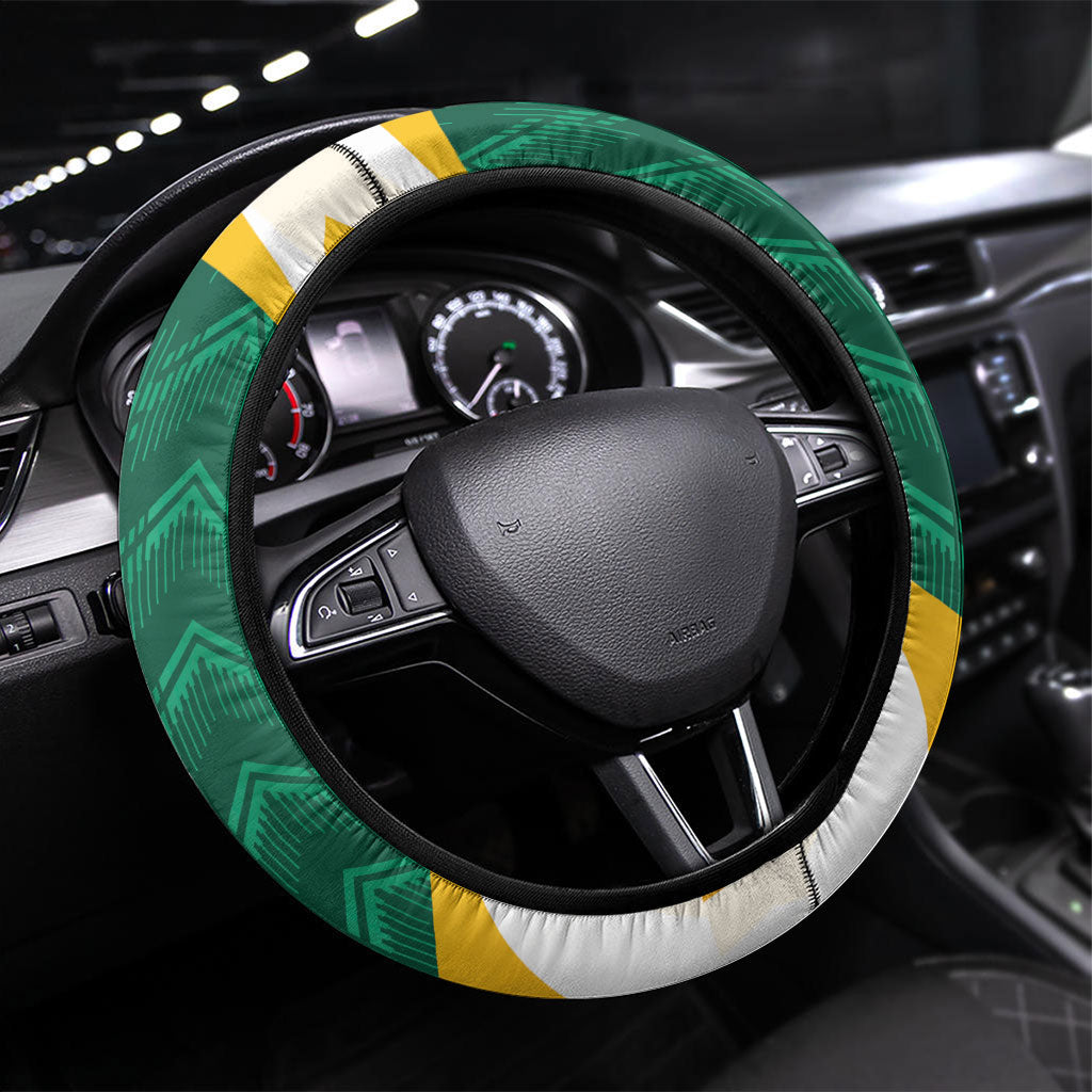 Australia 2026 Soccer Steering Wheel Cover Go Socceroos Kangaroo Mascot Green Sporty