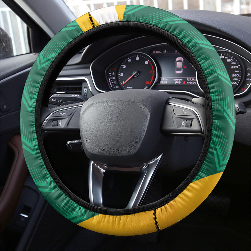 Australia 2026 Soccer Steering Wheel Cover Go Socceroos Kangaroo Mascot Green Sporty