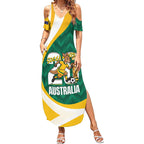 Australia 2026 Soccer Custom Summer Maxi Dress Go Socceroos Kangaroo Mascot Green Sporty