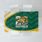 Australia 2026 Soccer Tablecloth Go Socceroos Kangaroo Mascot Green Sporty