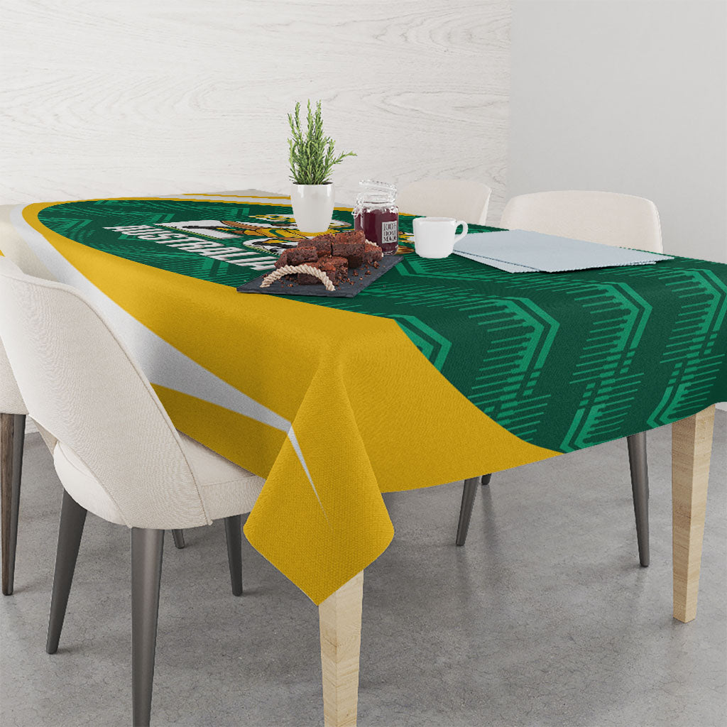 Australia 2026 Soccer Tablecloth Go Socceroos Kangaroo Mascot Green Sporty
