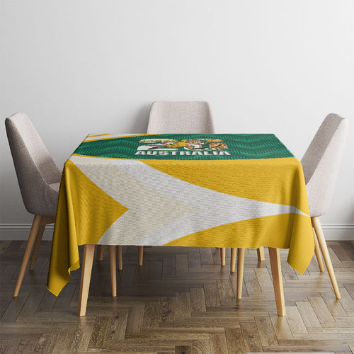 Australia 2026 Soccer Tablecloth Go Socceroos Kangaroo Mascot Green Sporty