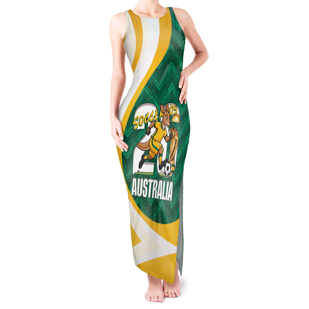 Australia 2026 Soccer Custom Tank Maxi Dress Go Socceroos Kangaroo Mascot Green Sporty