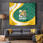 Australia 2026 Soccer Tapestry Go Socceroos Kangaroo Mascot Green Sporty
