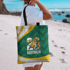 Australia 2026 Soccer Tote Bag Go Socceroos Kangaroo Mascot Green Sporty