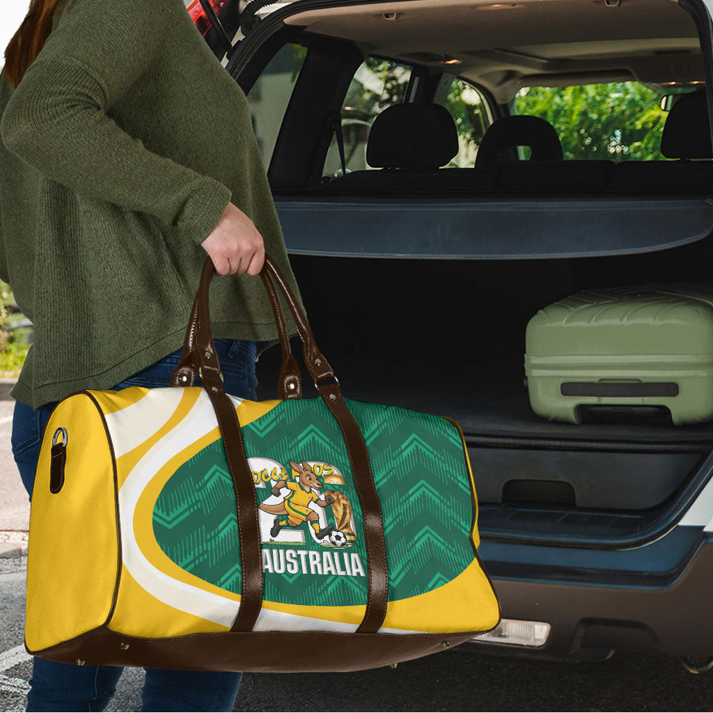Australia 2026 Soccer Travel Bag Go Socceroos Kangaroo Mascot Green Sporty
