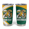 Australia 2026 Soccer Custom Tumbler Cup Go Socceroos Kangaroo Mascot Green Sporty