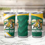 Australia 2026 Soccer Custom Tumbler Cup Go Socceroos Kangaroo Mascot Green Sporty