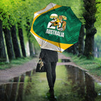 Australia 2026 Soccer Umbrella Go Socceroos Kangaroo Mascot Green Sporty