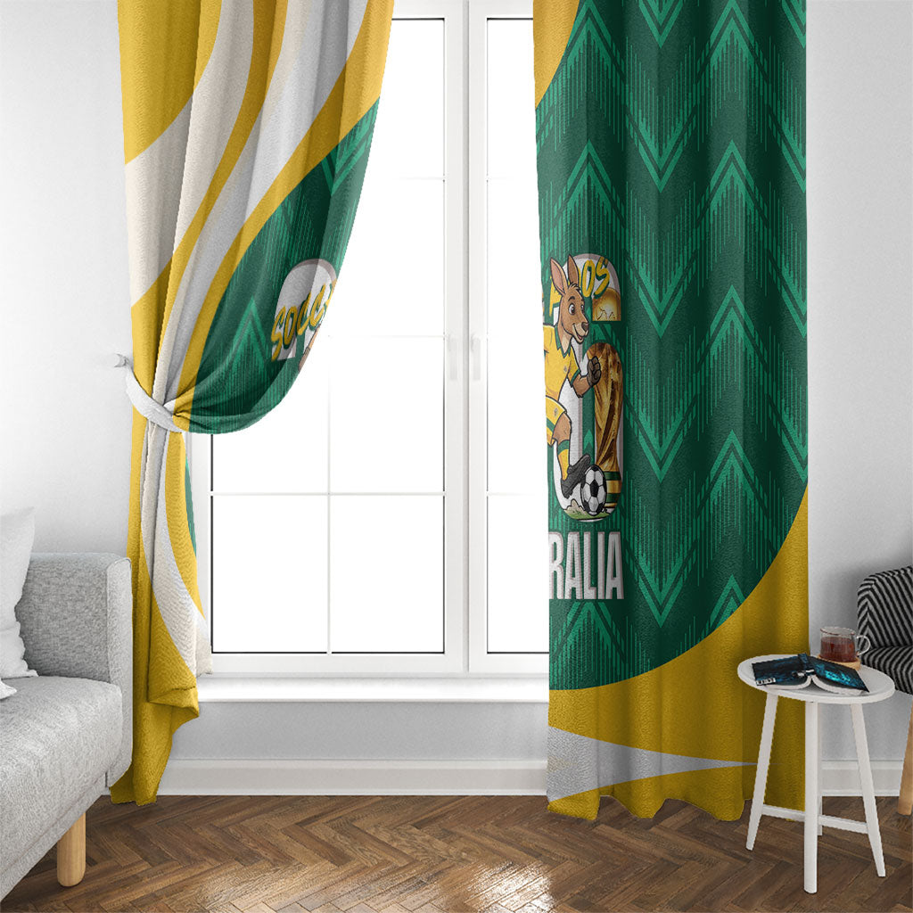 Australia 2026 Soccer Window Curtain Go Socceroos Kangaroo Mascot Green Sporty