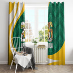 Australia 2026 Soccer Window Curtain Go Socceroos Kangaroo Mascot Green Sporty