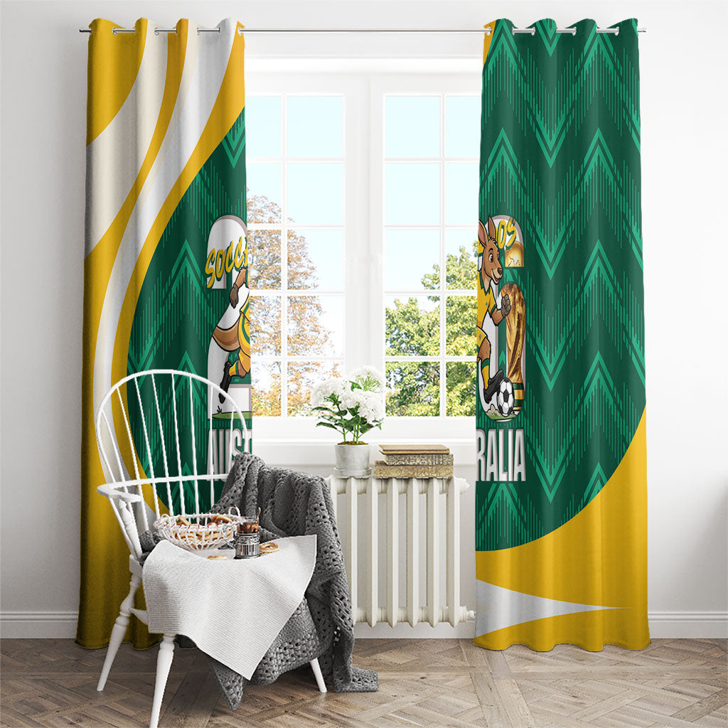 Australia 2026 Soccer Window Curtain Go Socceroos Kangaroo Mascot Green Sporty