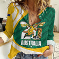 Australia 2026 Soccer Custom Women Casual Shirt Go Socceroos Kangaroo Mascot Green Sporty