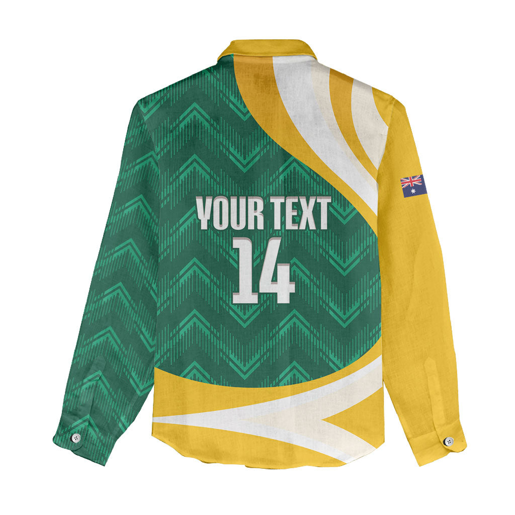 Australia 2026 Soccer Custom Women Casual Shirt Go Socceroos Kangaroo Mascot Green Sporty