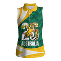 Australia 2026 Soccer Custom Women Sleeveless Polo Shirt Go Socceroos Kangaroo Mascot Green Sporty