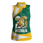 Australia 2026 Soccer Custom Women Sleeveless Polo Shirt Go Socceroos Kangaroo Mascot Green Sporty