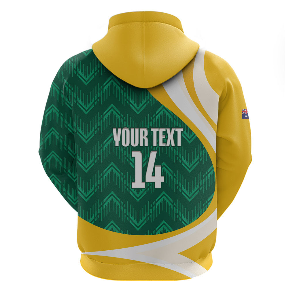 Australia 2026 Soccer Custom Zip Hoodie Go Socceroos Kangaroo Mascot Green Sporty