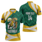 Australia 2026 Soccer Custom Zipper Polo Shirt Go Socceroos Kangaroo Mascot Green Sporty