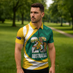 Australia 2026 Soccer Custom Zipper Polo Shirt Go Socceroos Kangaroo Mascot Green Sporty