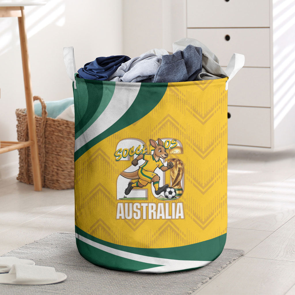 Australia 2026 Soccer Laundry Basket Go Socceroos Kangaroo Mascot Yellow Sporty