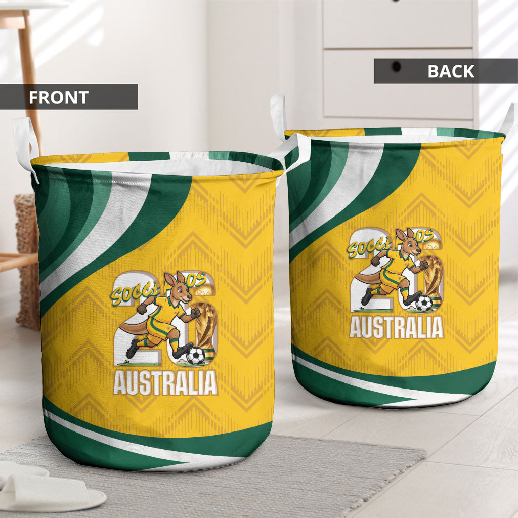 Australia 2026 Soccer Laundry Basket Go Socceroos Kangaroo Mascot Yellow Sporty