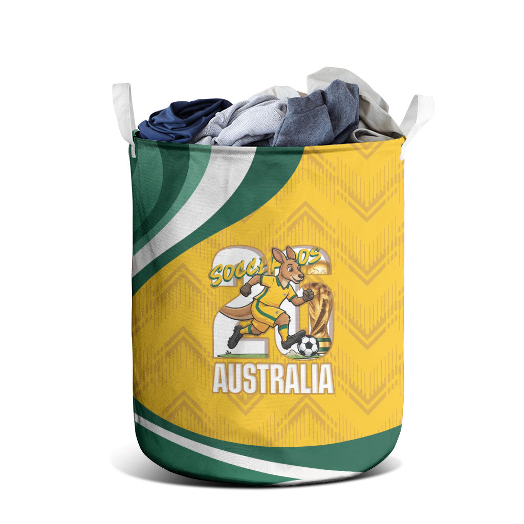 Australia 2026 Soccer Laundry Basket Go Socceroos Kangaroo Mascot Yellow Sporty