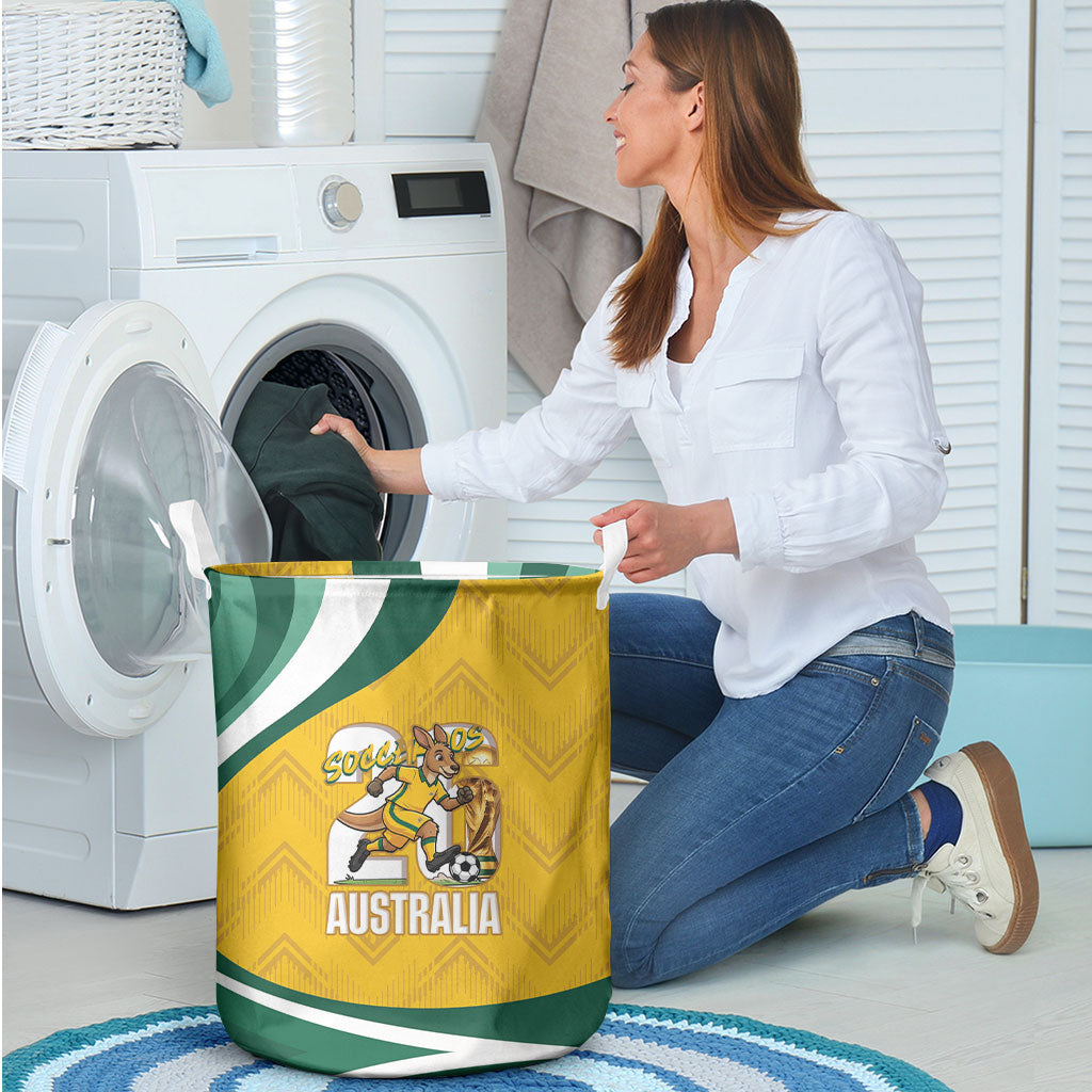 Australia 2026 Soccer Laundry Basket Go Socceroos Kangaroo Mascot Yellow Sporty