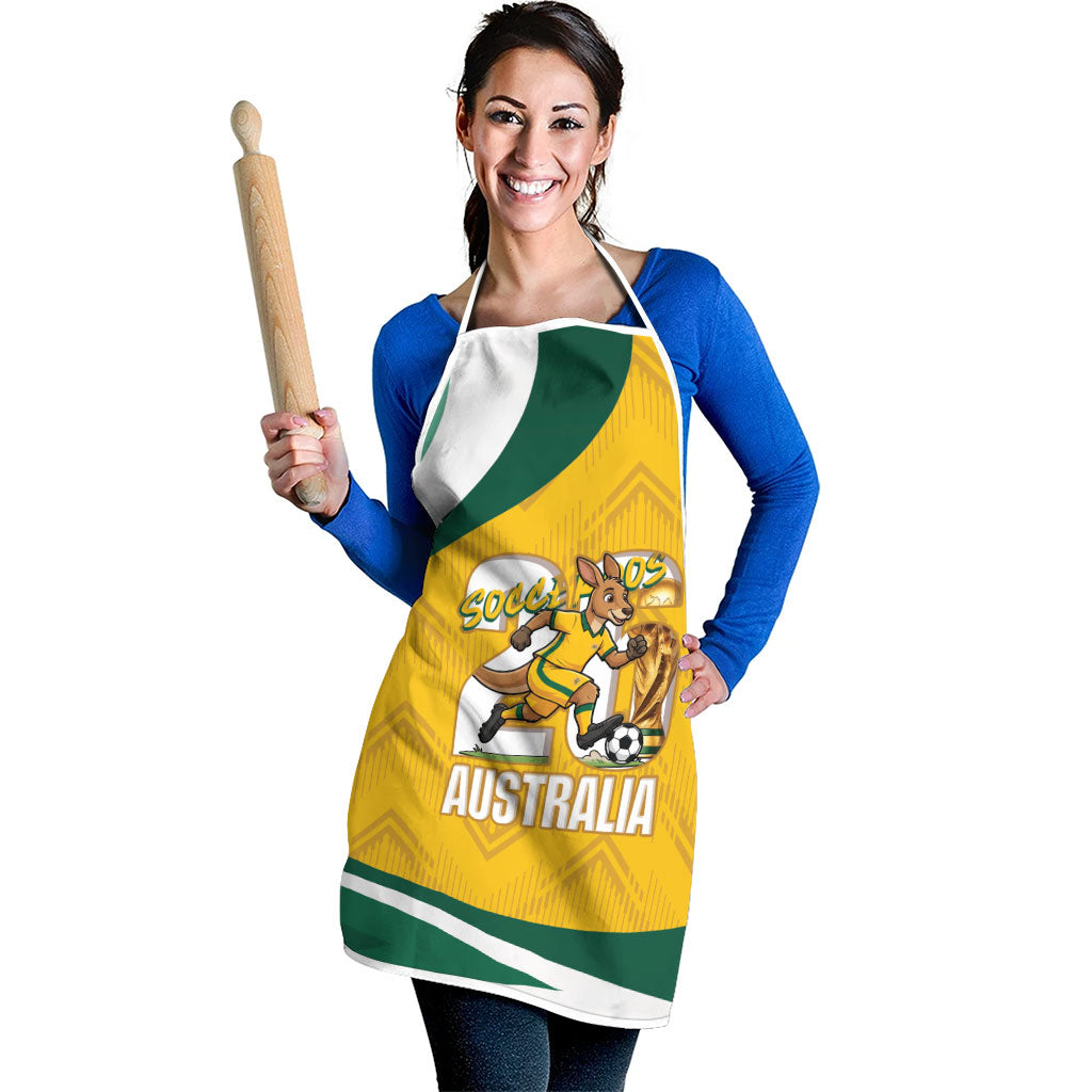 Australia 2026 Soccer Apron Go Socceroos Kangaroo Mascot Yellow Sporty