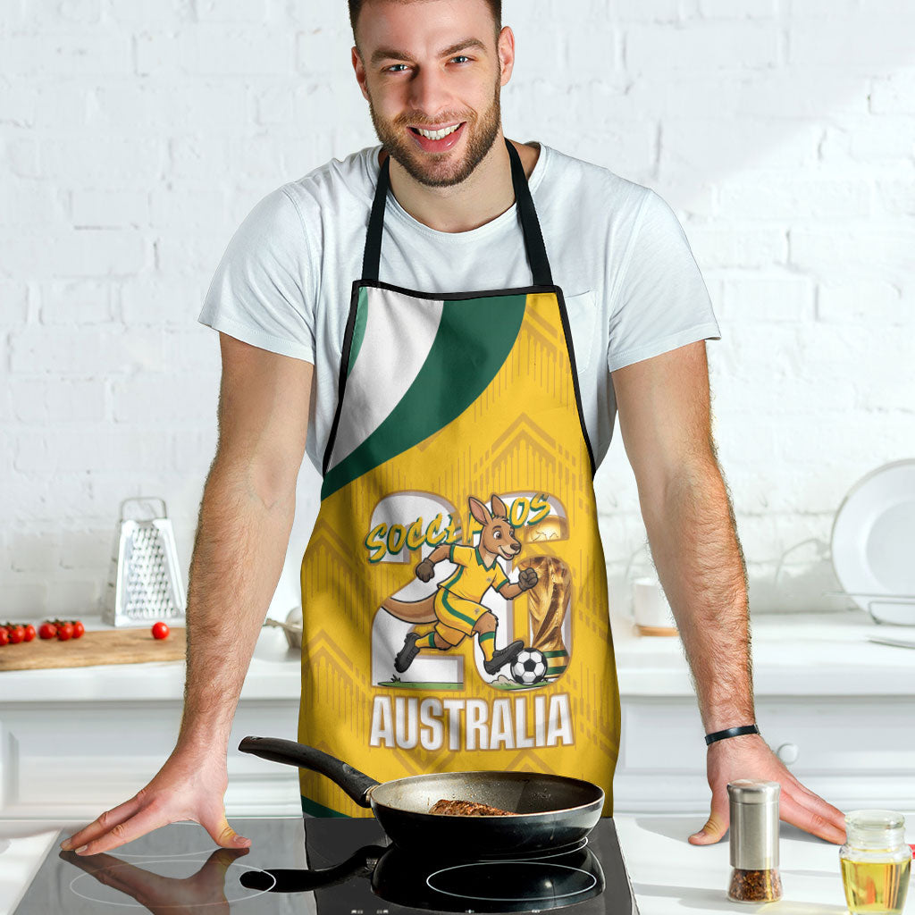 Australia 2026 Soccer Apron Go Socceroos Kangaroo Mascot Yellow Sporty