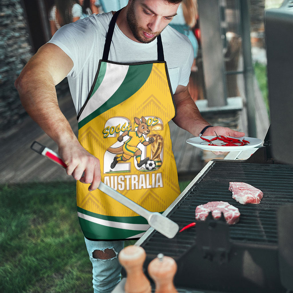 Australia 2026 Soccer Apron Go Socceroos Kangaroo Mascot Yellow Sporty