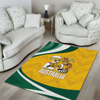 Australia 2026 Soccer Area Rug Go Socceroos Kangaroo Mascot Yellow Sporty