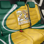 Australia 2026 Soccer Back Car Seat Cover Go Socceroos Kangaroo Mascot Yellow Sporty