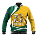 Australia 2026 Soccer Custom Baseball Jacket Go Socceroos Kangaroo Mascot Yellow Sporty