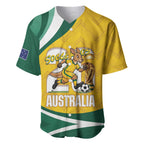 Australia 2026 Soccer Custom Baseball Jersey Go Socceroos Kangaroo Mascot Yellow Sporty