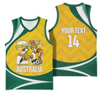 Australia 2026 Soccer Custom Basketball Jersey Go Socceroos Kangaroo Mascot Yellow Sporty