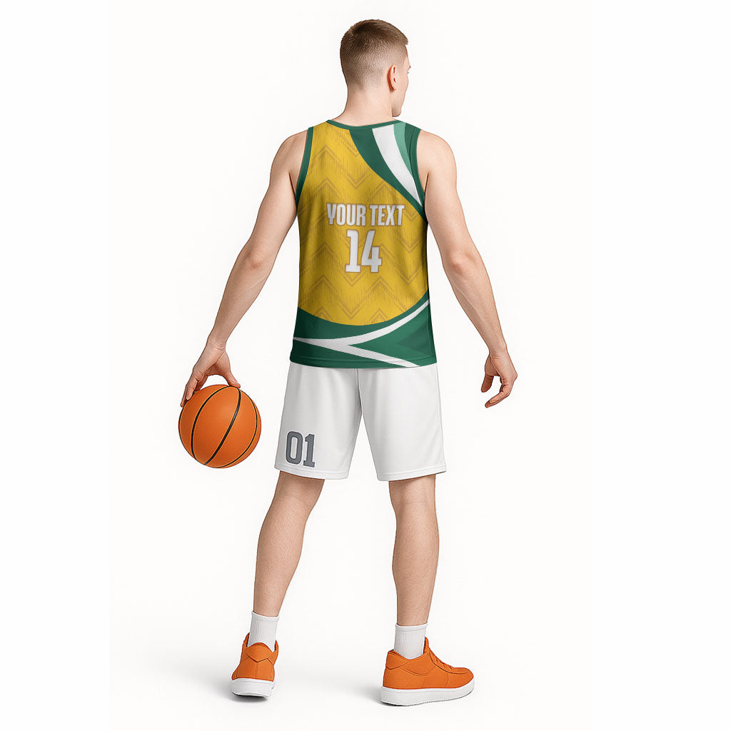 Australia 2026 Soccer Custom Basketball Jersey Go Socceroos Kangaroo Mascot Yellow Sporty