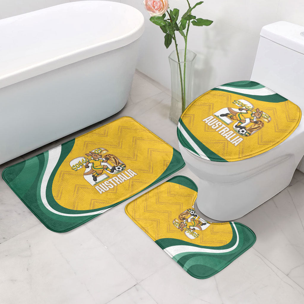 Australia 2026 Soccer Bathroom Set Go Socceroos Kangaroo Mascot Yellow Sporty