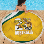 Australia 2026 Soccer Beach Blanket Go Socceroos Kangaroo Mascot Yellow Sporty