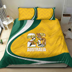 Australia 2026 Soccer Bedding Set Go Socceroos Kangaroo Mascot Yellow Sporty