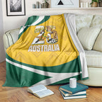Australia 2026 Soccer Blanket Go Socceroos Kangaroo Mascot Yellow Sporty