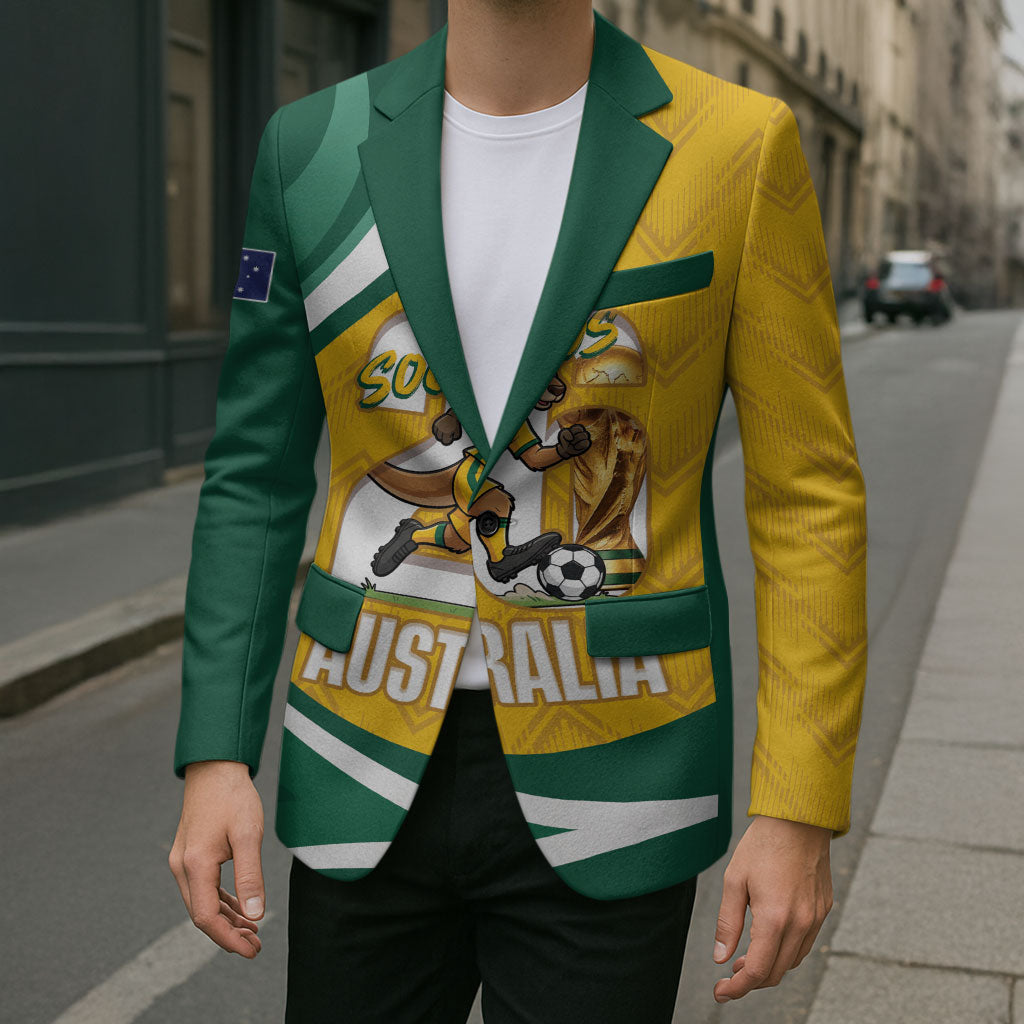 Australia 2026 Soccer Custom Blazer Go Socceroos Kangaroo Mascot Yellow Sporty