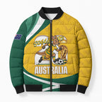 Australia 2026 Soccer Custom Bomber Puffer Jacket Go Socceroos Kangaroo Mascot Yellow Sporty