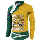 Australia 2026 Soccer Custom Button Sweatshirt Go Socceroos Kangaroo Mascot Yellow Sporty